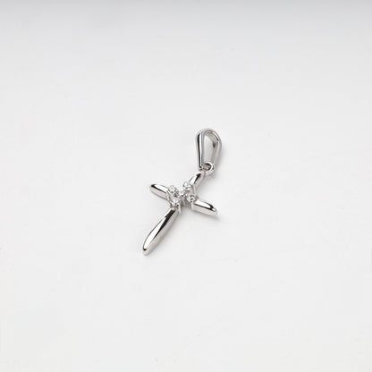 White Gold 14K (585) Cubic Zirconia Cluster Cross Pendant, product view 1 — Kabluchka