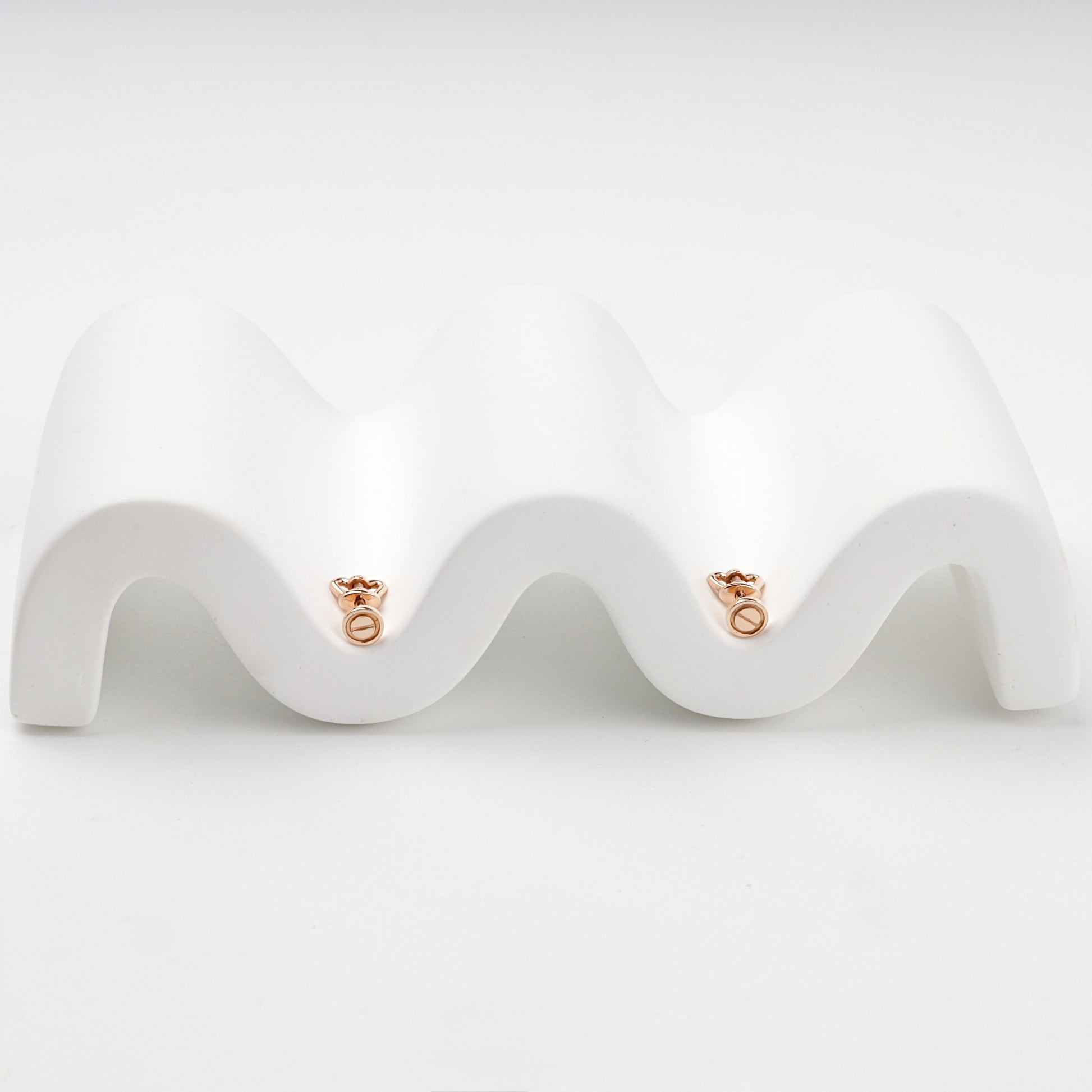 Minimalist round screw motif stud earrings on display — Kabluchka