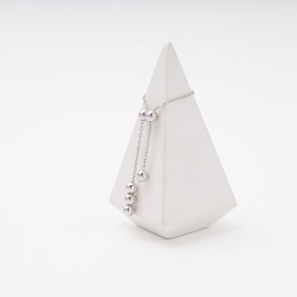 Silver 925 Adjustable Chain Ring with Beaded Tassel — on arch stand — Kabluchka