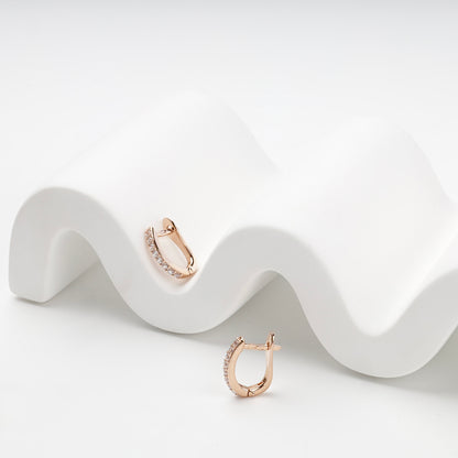Open English-lock clasp on Rose Gold huggie earrings — Kabluchka