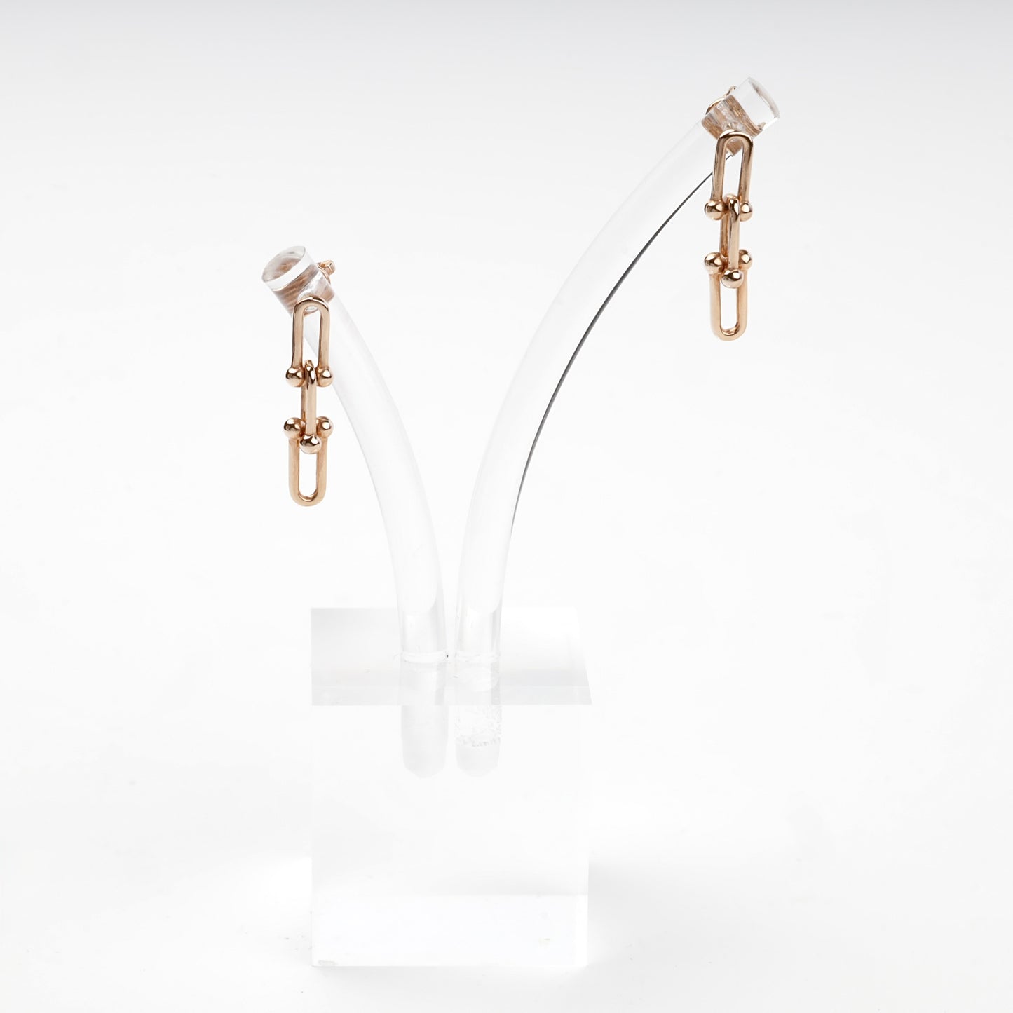 Rose Gold 14K double-link drop earrings, product view 1 — Kabluchka