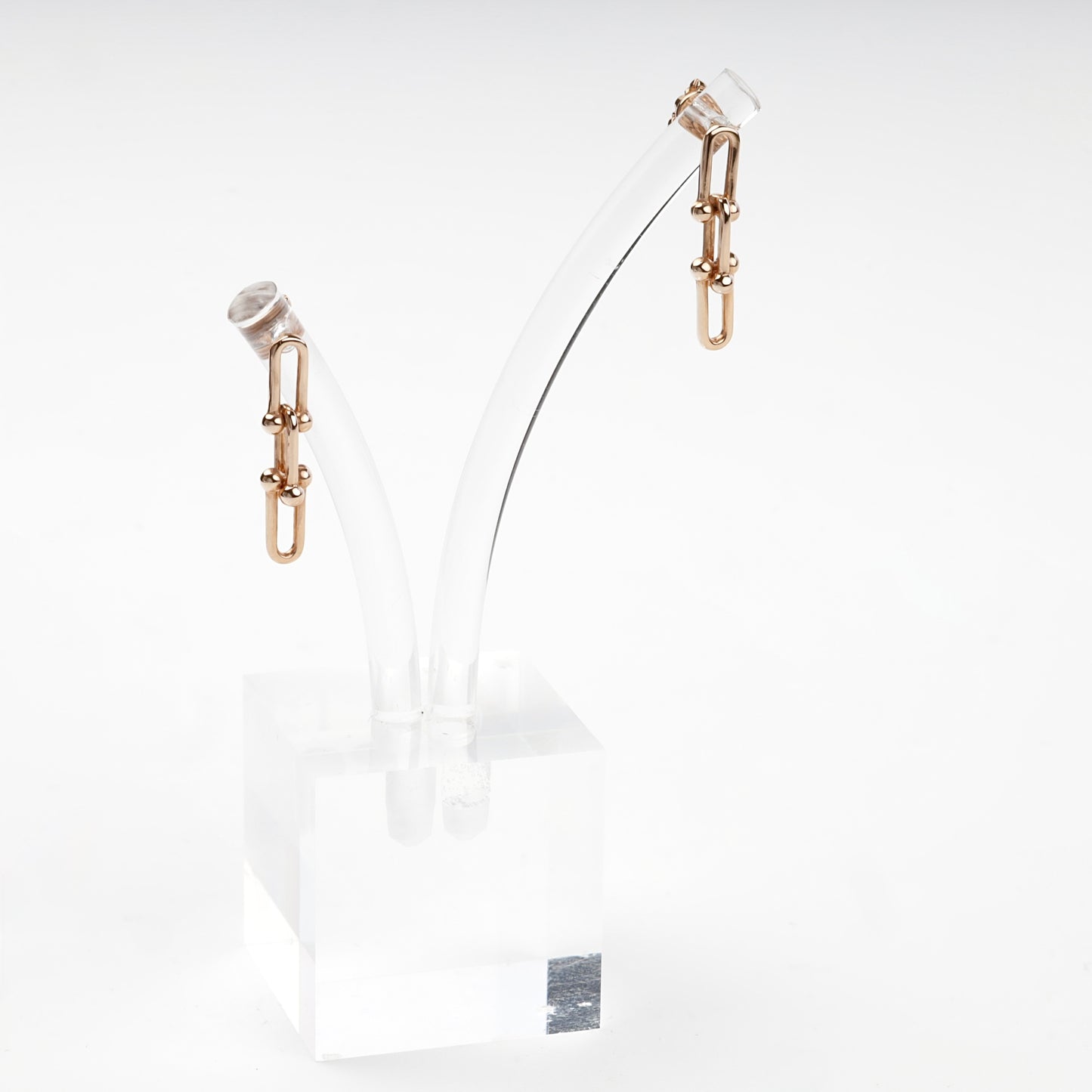 Rose Gold 14K double-link drop earrings, product view 3 — Kabluchka