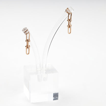 Rose Gold 14K double-link drop earrings, product view 3 — Kabluchka