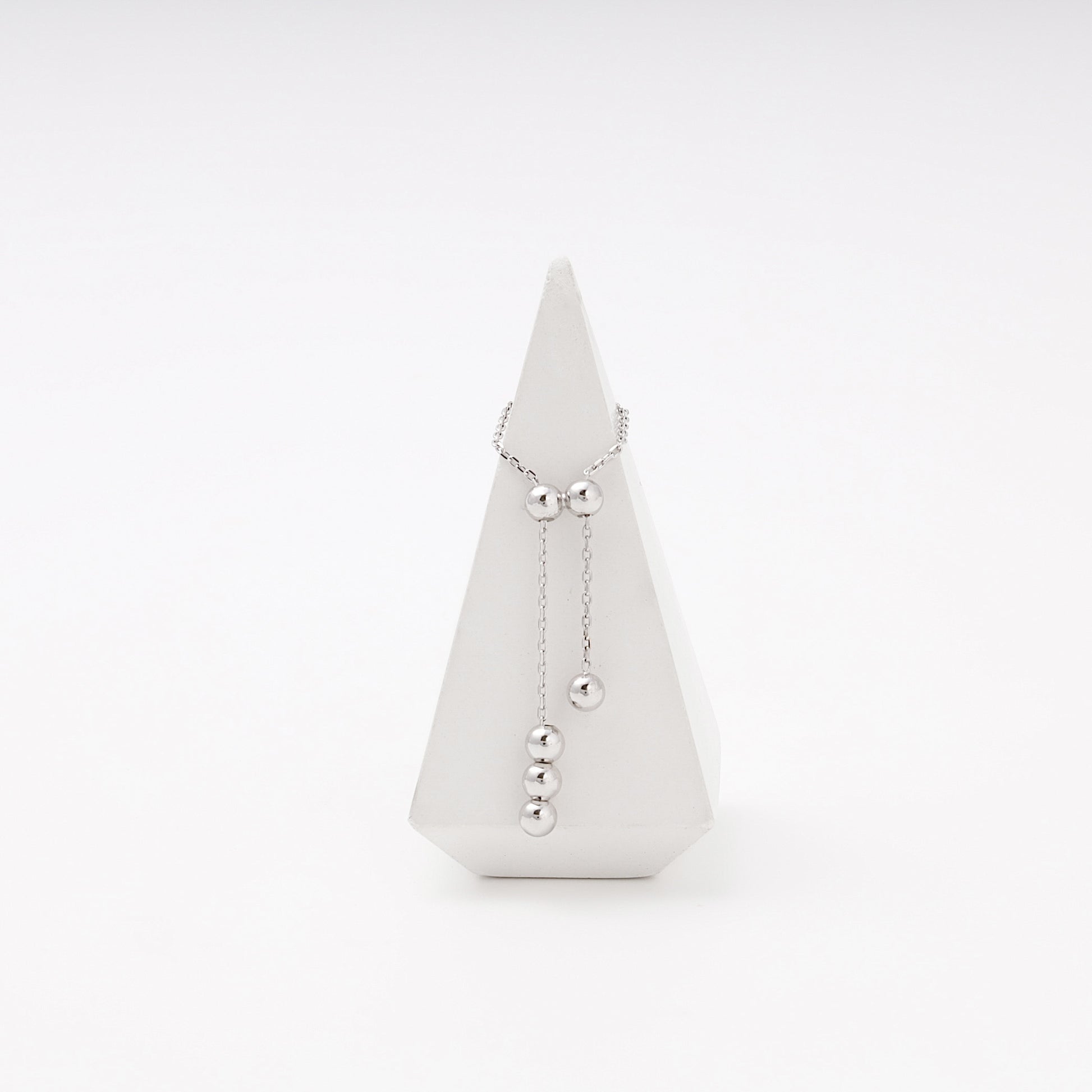 Silver 925 Adjustable Chain Ring with Beaded Tassel — front view — Kabluchka