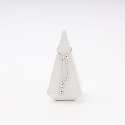Silver 925 Adjustable Chain Ring with Beaded Tassel — front view — Kabluchka