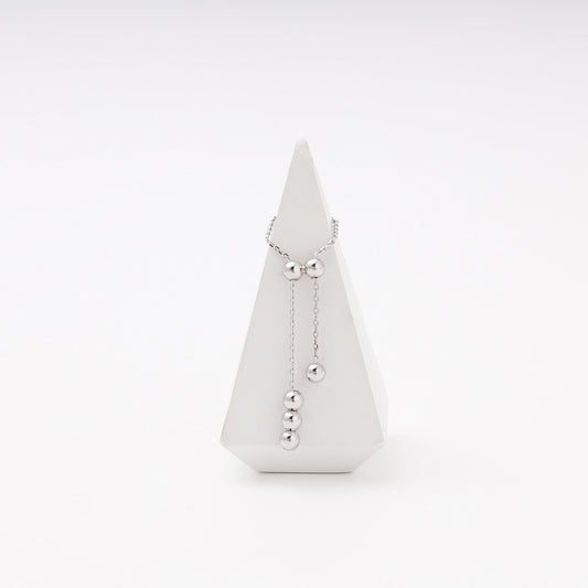 Silver 925 Adjustable Chain Ring with Beaded Tassel — front view — Kabluchka