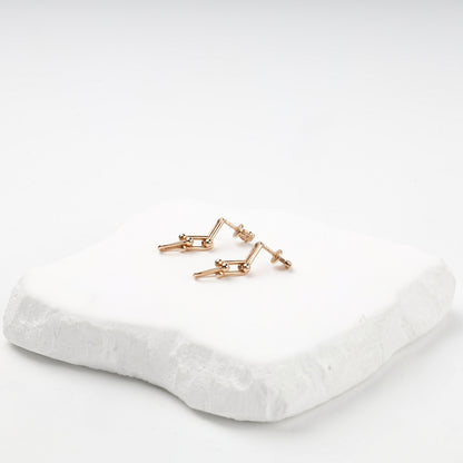Rose Gold 14K double-link drop earrings, product view 4 — Kabluchka