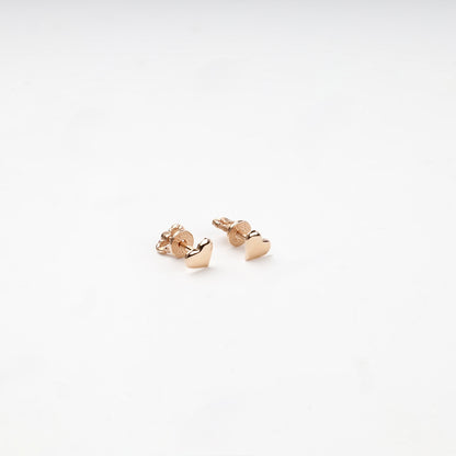 Rose Gold 14K heart stud earrings, product view 2 — Kabluchka