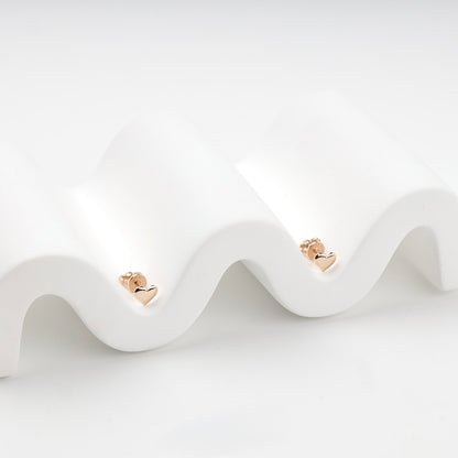 Rose Gold 14K heart stud earrings, product view 4 — Kabluchka