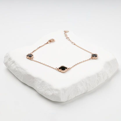 Rose gold black onyx bracelet with extender chain — Kabluchka