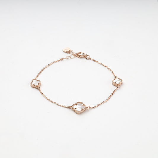 Rose Gold 14K mother-of-pearl clover station bracelet — Kabluchka