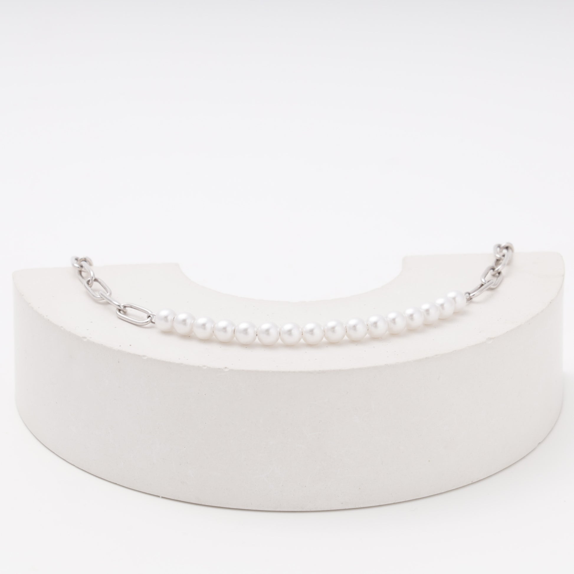 Silver 925 pearl and chain bracelet — Kabluchka