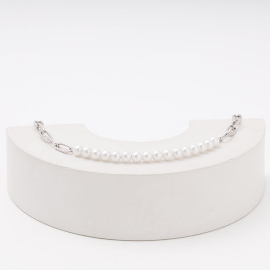 Silver 925 pearl and chain bracelet — Kabluchka
