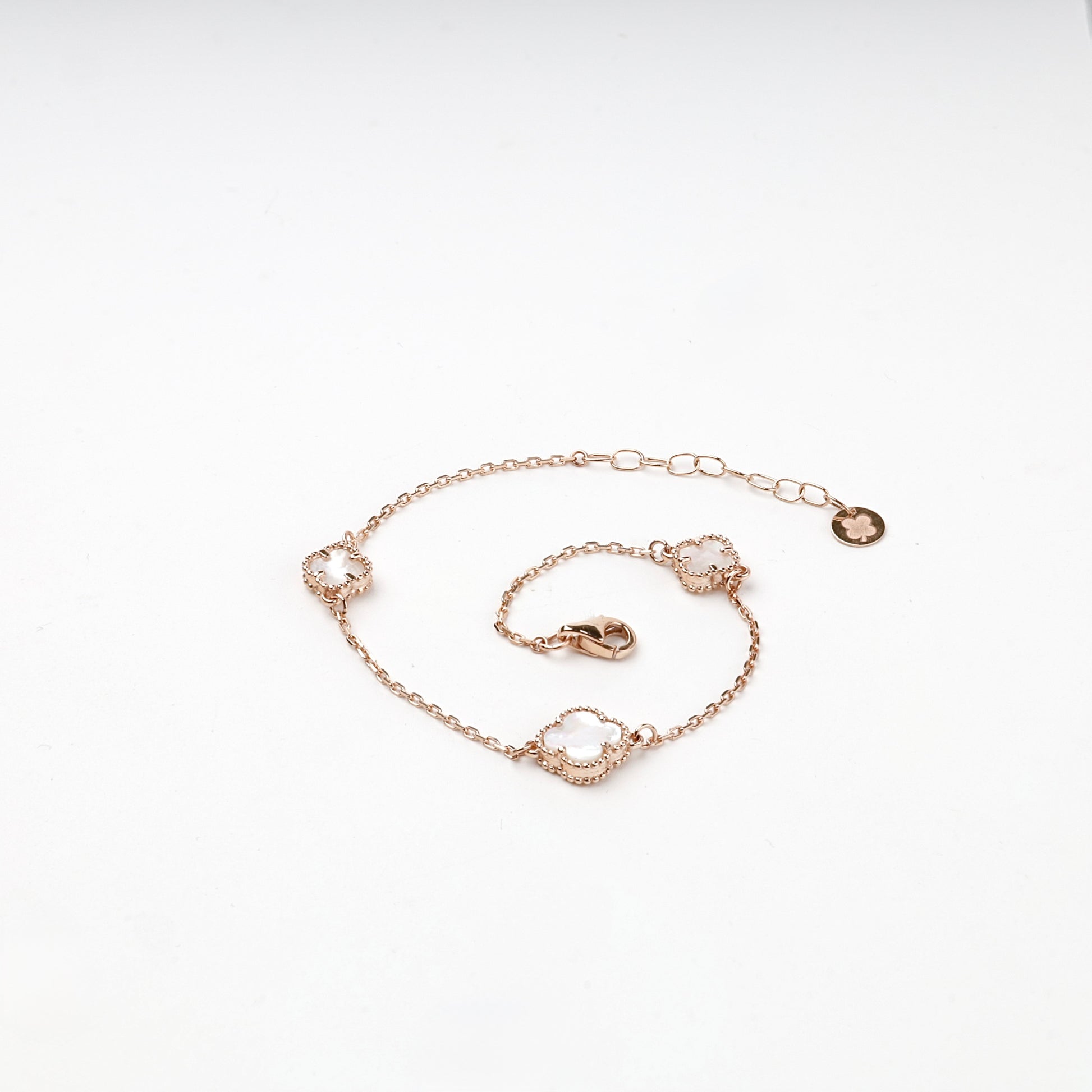 Rose gold mother-of-pearl bracelet with extender chain — Kabluchka