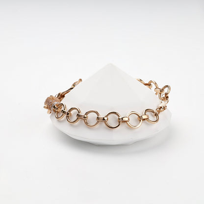 Rose Gold 14K (585) cubic zirconia panther link bracelet, product view 5 — Kabluchka