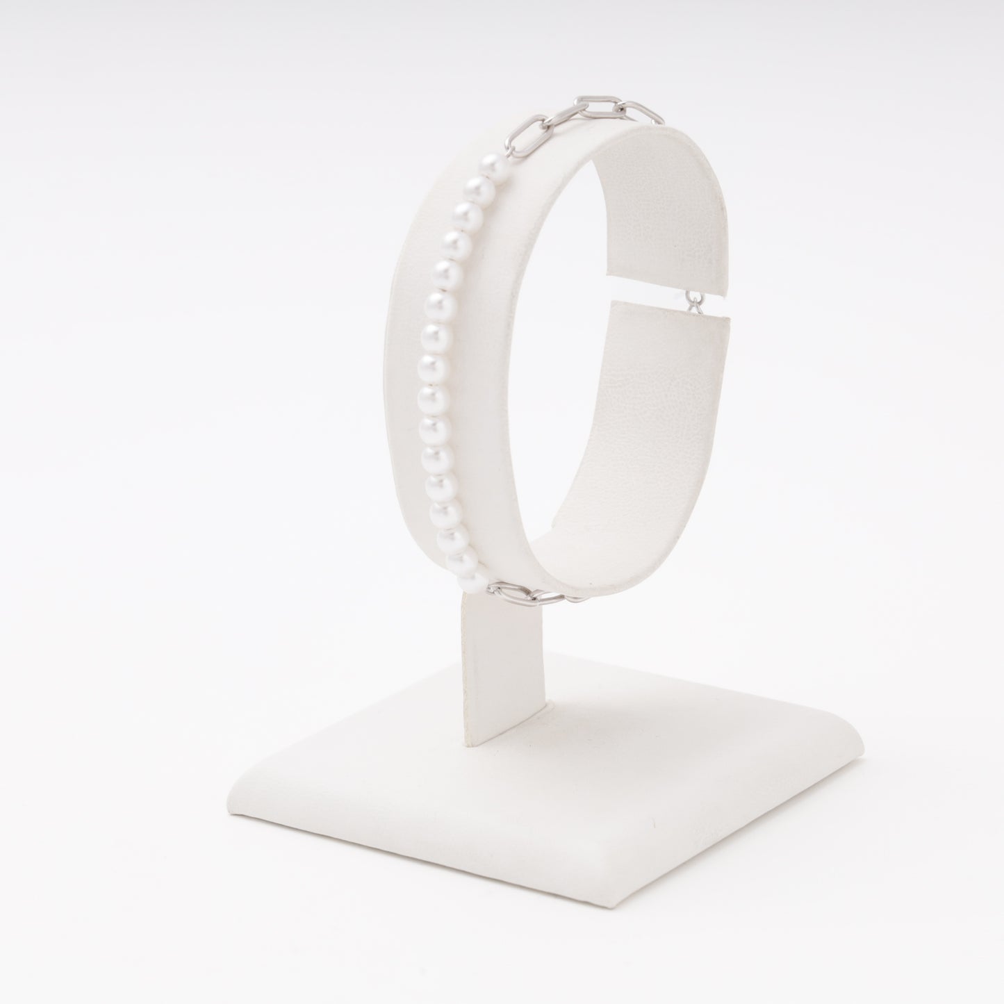Silver 925 pearl bracelet with extension and heart charm — Kabluchka