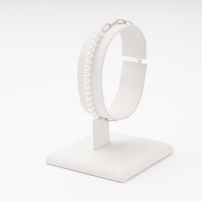 Silver 925 pearl bracelet with extension and heart charm — Kabluchka