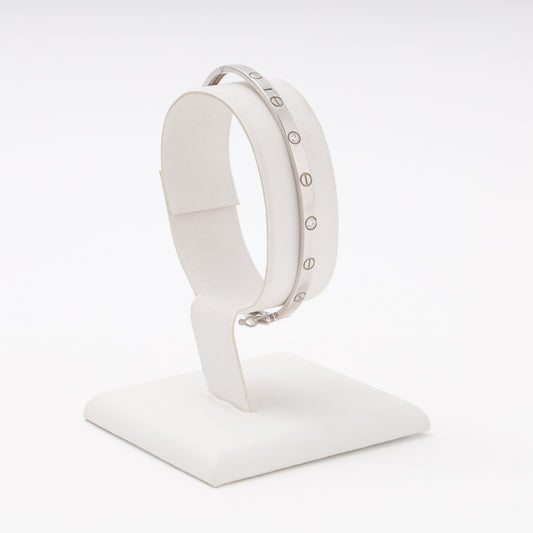 Silver 925 Rhodium Bangle CZ Screw Detail — Kabluchka