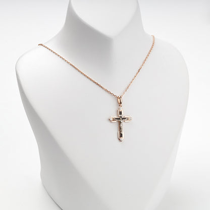 Black enamel crucifix pendant, reverse view — Kabluchka
