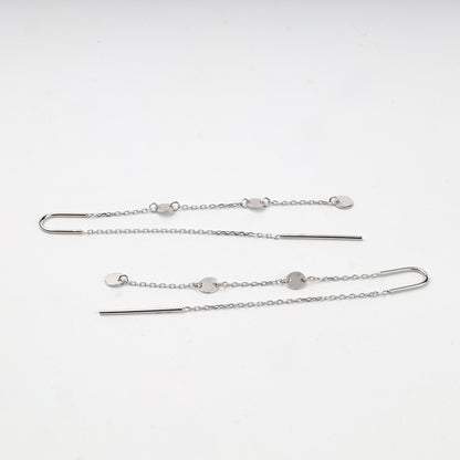 Silver 925 disc chain threader earrings, product view 5 — Kabluchka