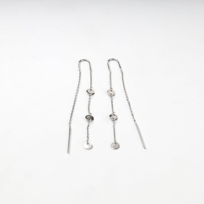 Silver 925 disc chain threader earrings, product view 4 — Kabluchka