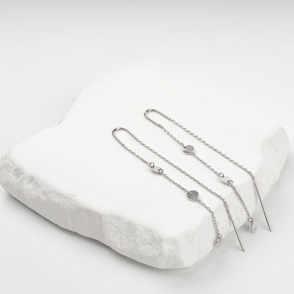 Silver 925 disc chain threader earrings, product view 3 — Kabluchka