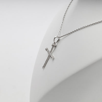 Silver 925 nail cross pendant — side and reverse view — Kabluchka