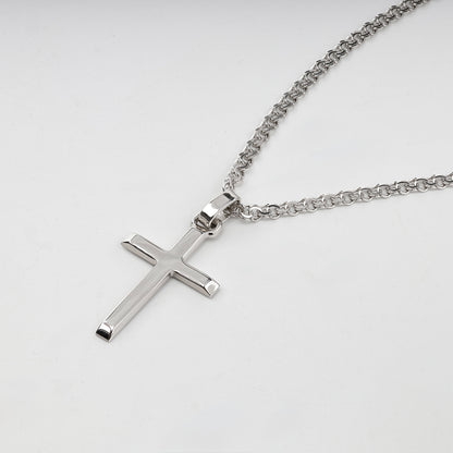 Silver 925 polished cross pendant with reverse inscription — polished cross close-up — Kabluchka