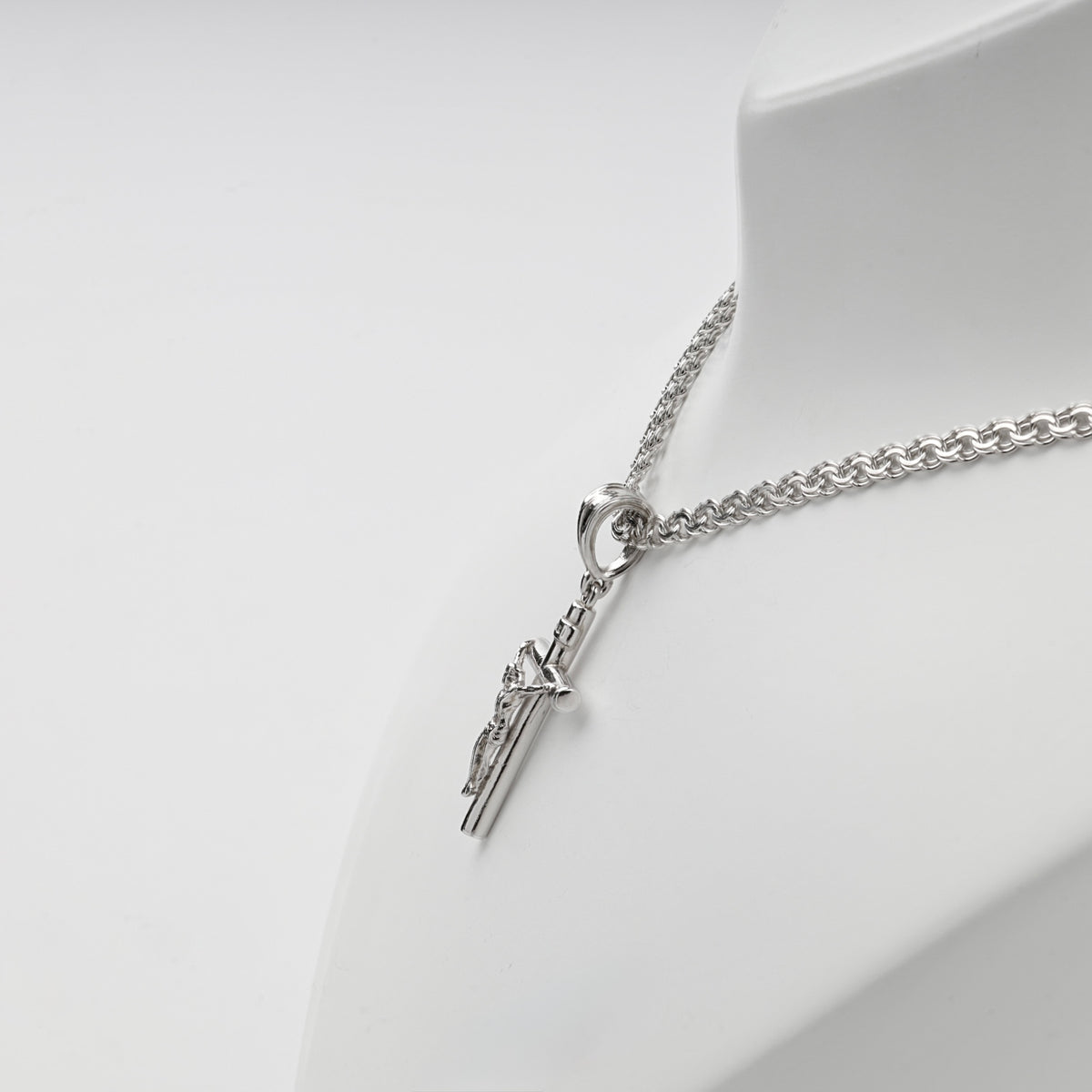 Back view of polished Silver 925 crucifix pendant