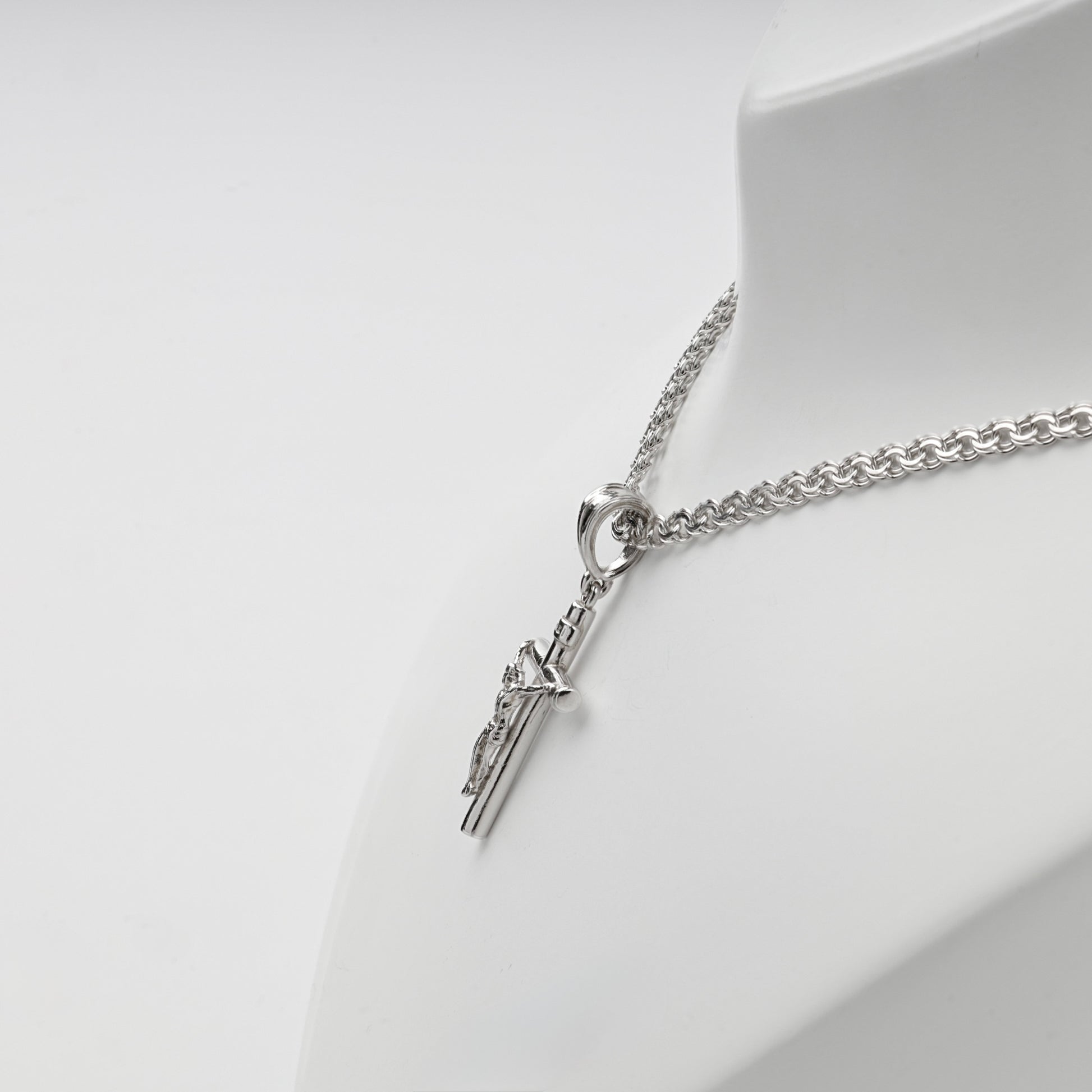 Back view of polished Silver 925 crucifix pendant