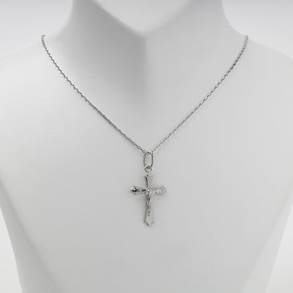 Silver 925 decorative-edge Orthodox crucifix pendant — styled on chain — Kabluchka