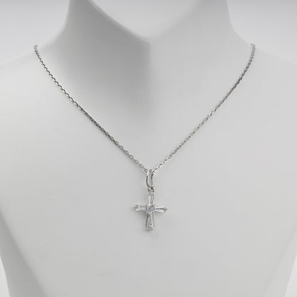 Silver 925 geometric cross pendant — angled chain view — Kabluchka