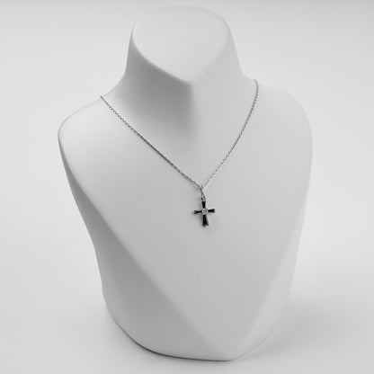 Silver 925 black and clear cubic zirconia cross pendant — side detail — Kabluchka