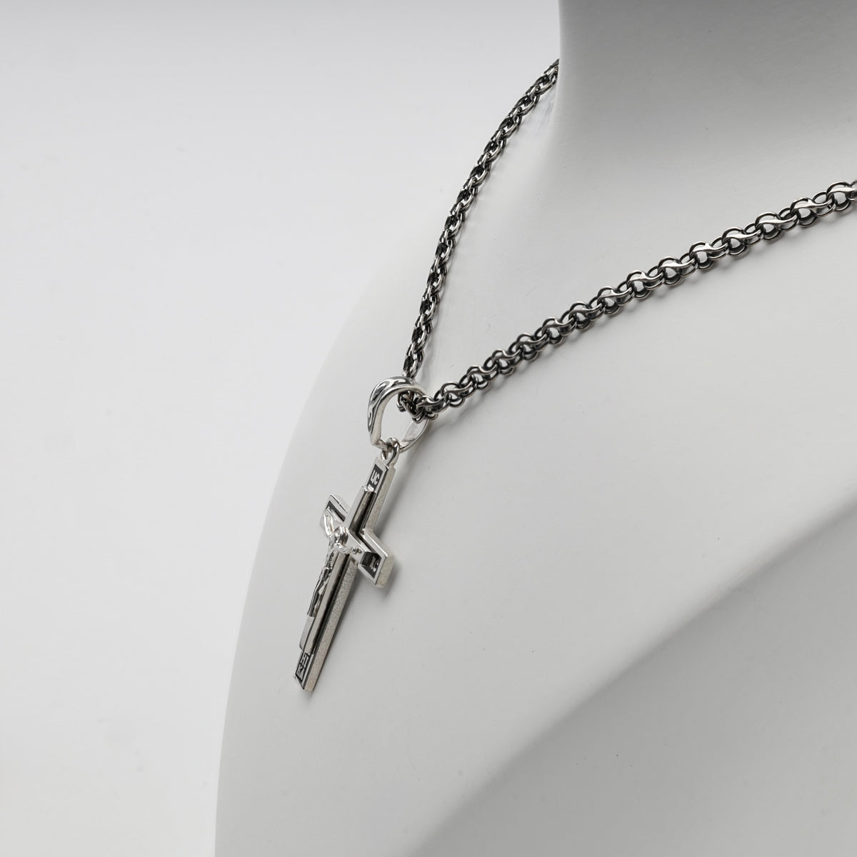 Silver 925 Orthodox crucifix pendant loop detail — Kabluchka