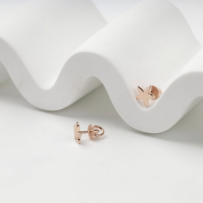 Rose Gold 14K (585) Star Stud Earrings, product view 3 — Kabluchka