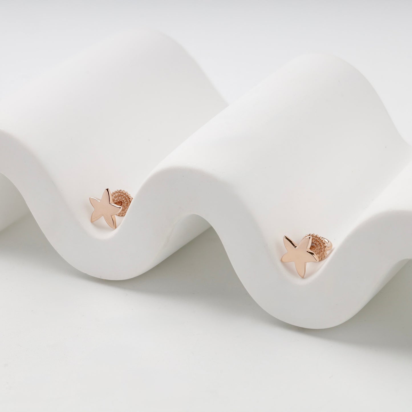 Rose Gold 14K (585) Star Stud Earrings, product view 4 — Kabluchka