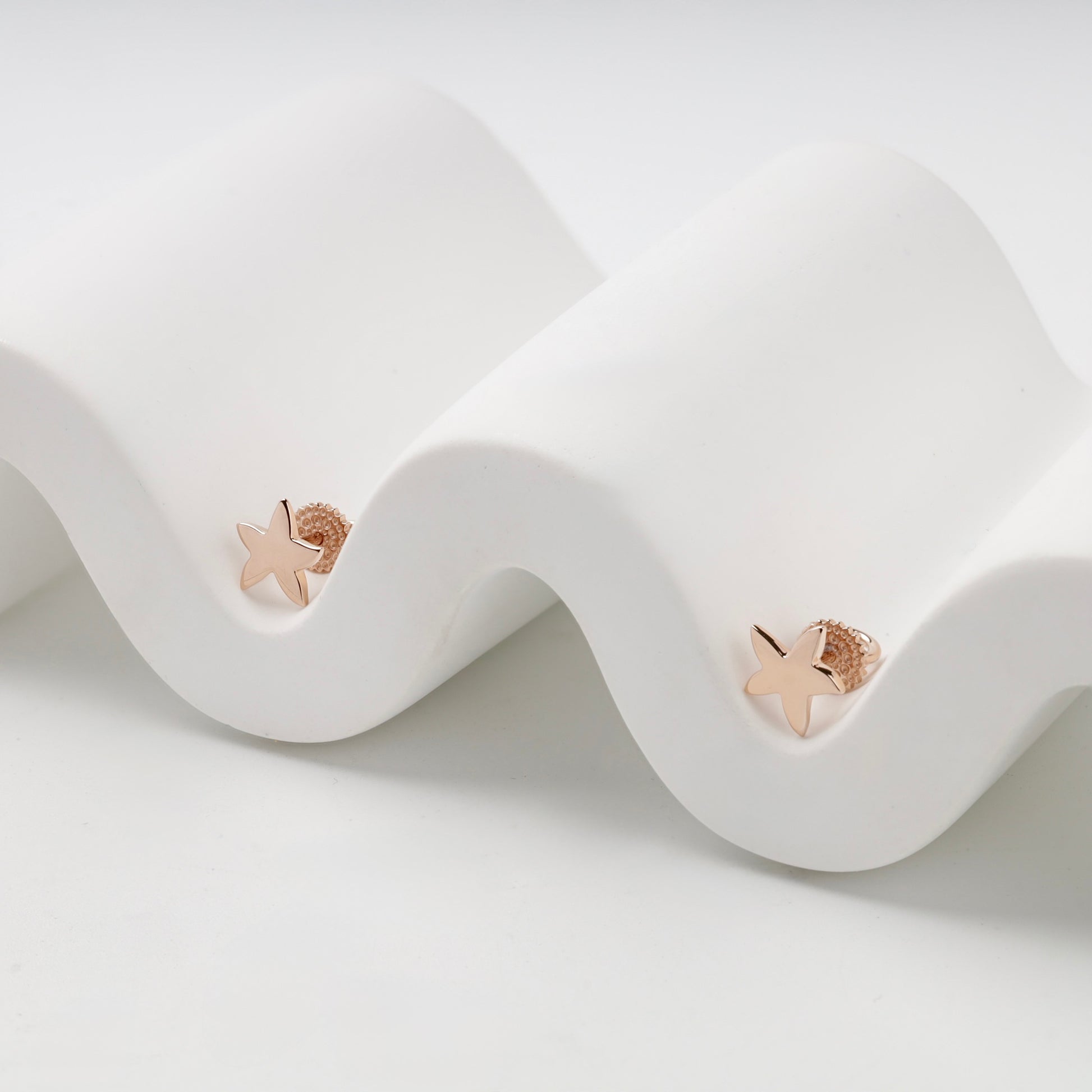 Rose Gold 14K (585) Star Stud Earrings, product view 4 — Kabluchka