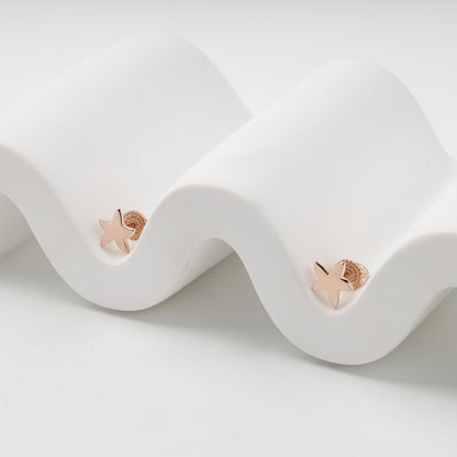 Rose Gold 14K (585) Star Stud Earrings, product view 4 — Kabluchka