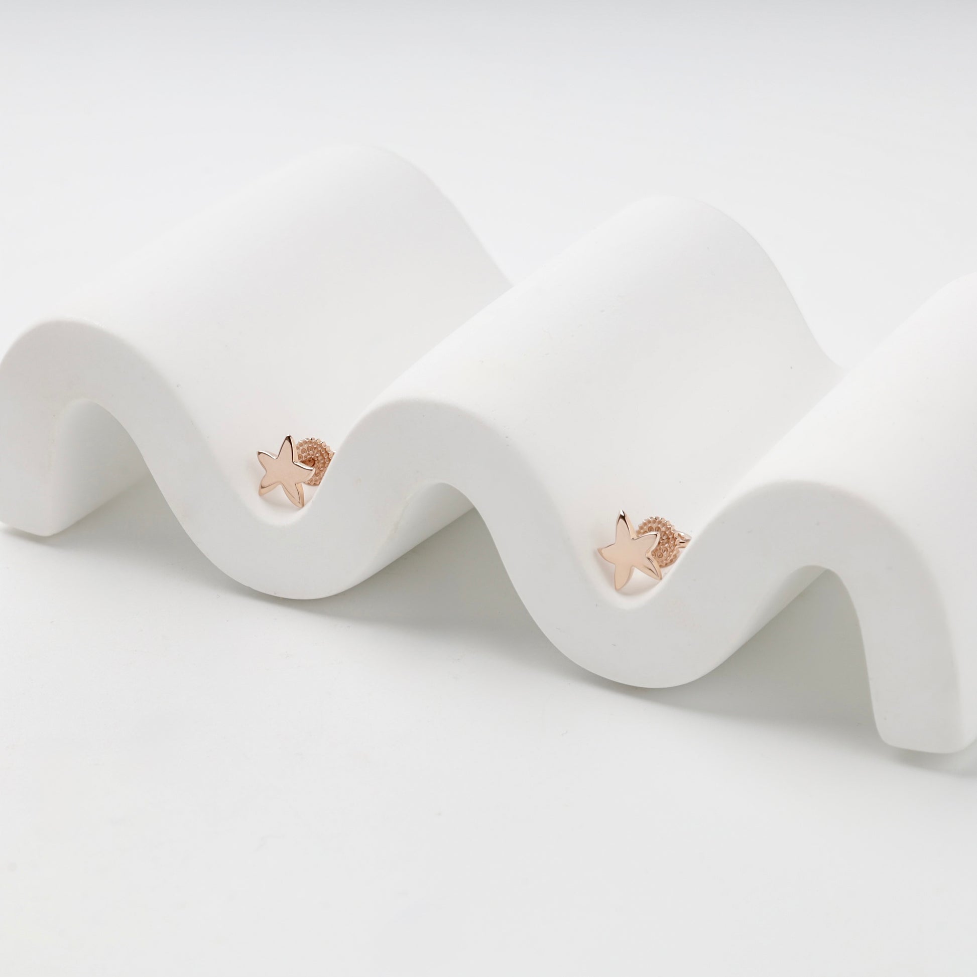 Rose Gold 14K (585) Star Stud Earrings, product view 5 — Kabluchka