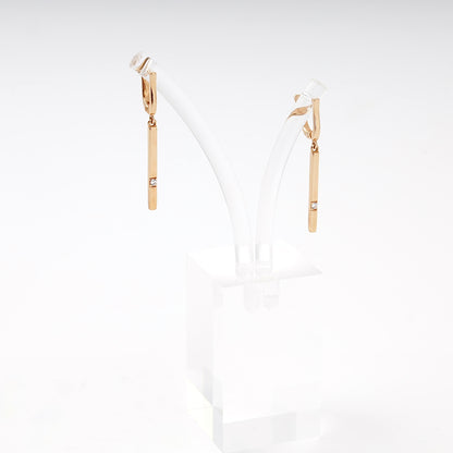 Rose Gold 585 Bar Drop Earrings CZ on display stand — Kabluchka