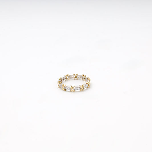 Gold 585 Two-Tone Eternity Ring with X Design and CZ — detail — Kabluchka
