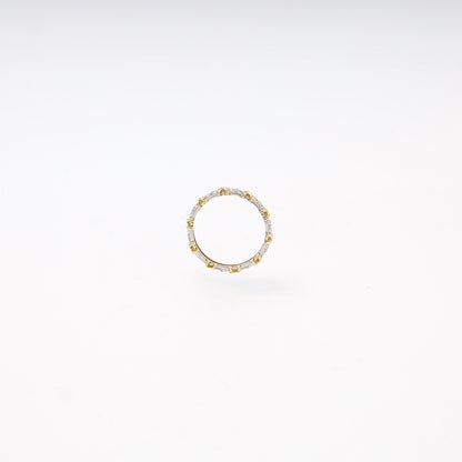 Gold 585 Two-Tone Eternity Ring with X Design and CZ — angled view — Kabluchka