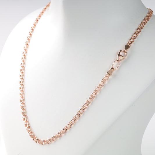 Rose Gold 14K (585) Bismarck Chain necklace on a mannequin bust against a white background