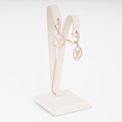 Gold 585 Drop Earrings Round Medallion Side View — Kabluchka
