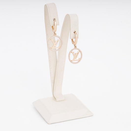 Gold 585 Drop Earrings Round Medallion Detail — Kabluchka