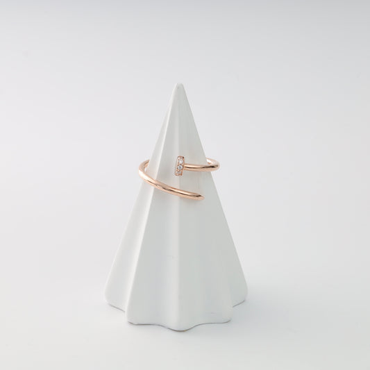 Rose gold 585 open nail ring with cubic zirconia - Kabluchka Jewelry
