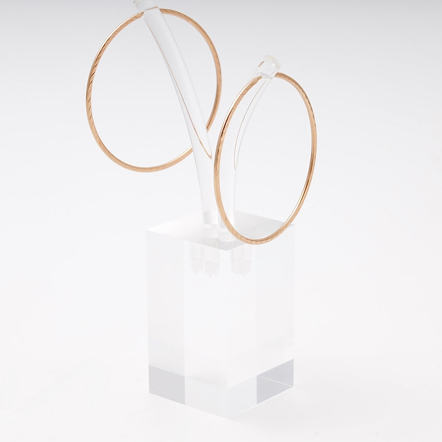 Rose Gold 585 Diamond-Cut Hoop Earrings 48 mm — pair — Kabluchka