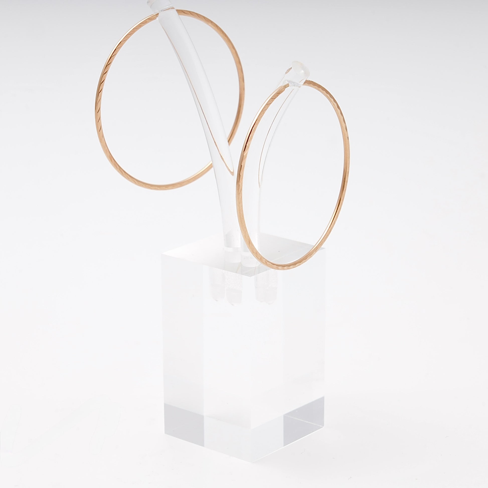 Rose Gold 585 Diamond-Cut Hoop Earrings 48 mm — pair — Kabluchka