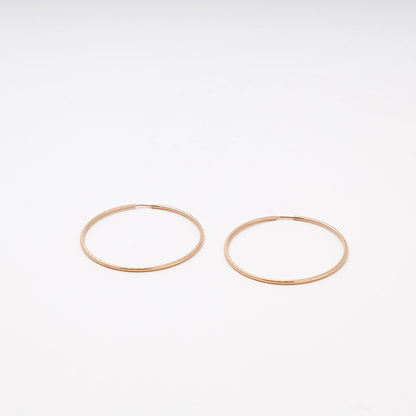 Rose Gold 585 Diamond-Cut Hoop Earrings 48 mm — diamond-cut texture — Kabluchka