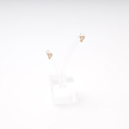 Children's Rose Gold 585 Heart Earrings with White Enamel — on stand — Kabluchka